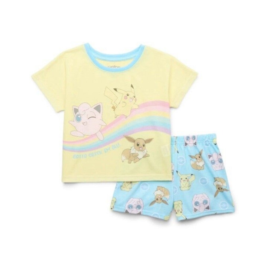 Pokémon Girls Graphic Tee and Shorts Pajama Set, 2pc Size XS (4-5)